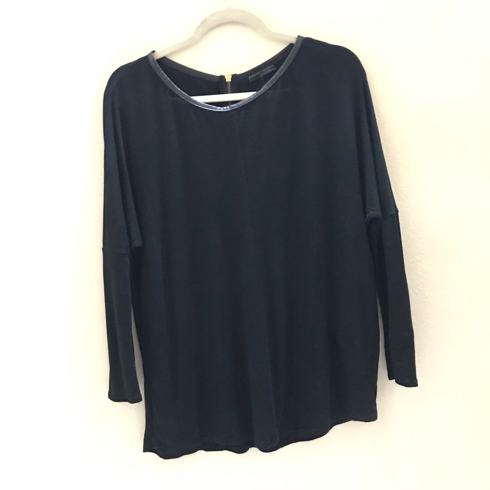 Zara Black Half Zip Long Sleeve Top Minimalist Oversized Blouse Size S